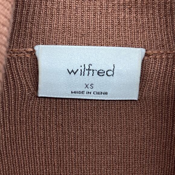 WILFRED ARITZIA Sweater XS Rebecca Turtleneck Cropped Wool Blend Pullover Brown - Picture 5 of 14